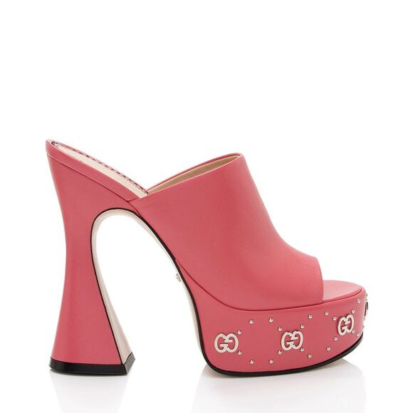 Gucci Leather GG Embellished Janaya Platform Sandals - Size 7.5 / 37.5 - Picture 1 of 8